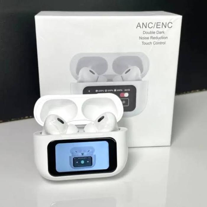 Multifunctonal Bluetooth 5.4 Wireless LCD Color Screen ANC Noise Cancelling TWS Sports Earbuds (White)